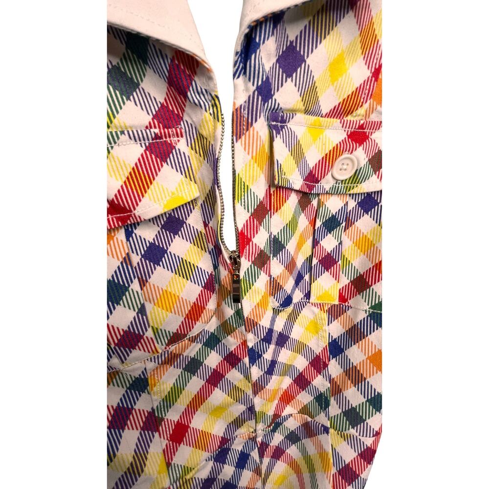 Smak Parlour 1970s Colorful Check Flare Bell Bottoom Jumpsuit Medium - Picture 9 of 12